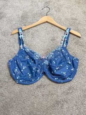 Prima Donna Women’s Deauville Blue Floral Embroidered Underwire Bra Size UK 42H